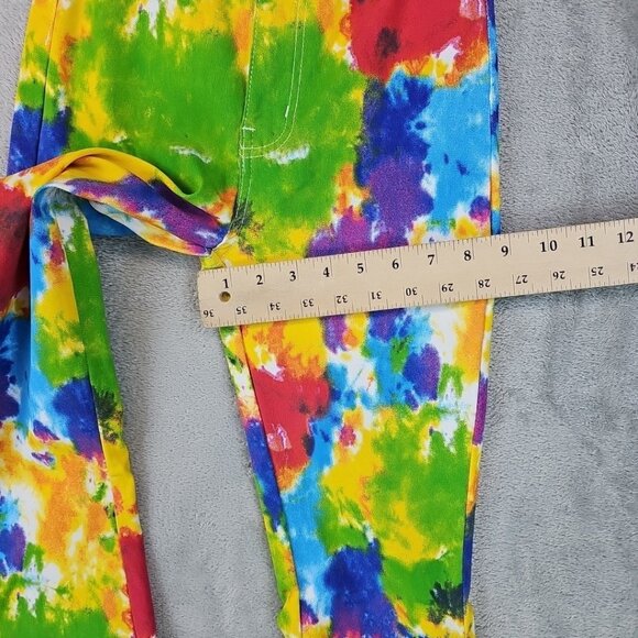 2BME Fashion Jeans Womens M High Rise Bell Bottom Flare Rainbow Tie Dye Boho - Picture 9 of 10